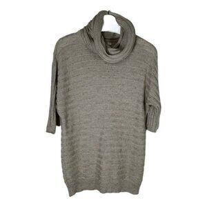 BB Dakota Ribbed Knit Cowl Neck Sweater Tan Beige Short Sleeve Size Small